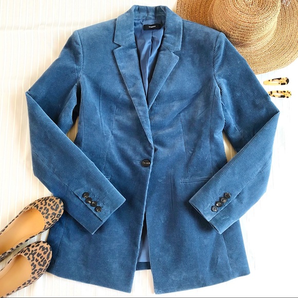 Theory Corduroy Metal Blue Power Jacket 